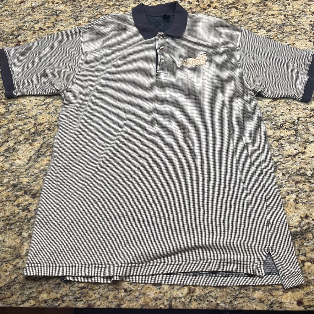Kudzu NASCAR Polo Shirt Mens 2XL Black White Check Cotton Vintage Racing Logo